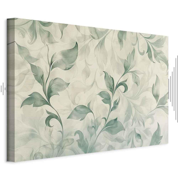Quadro - Watercolor Botanical Motif Delicate Green-Beige Leaves