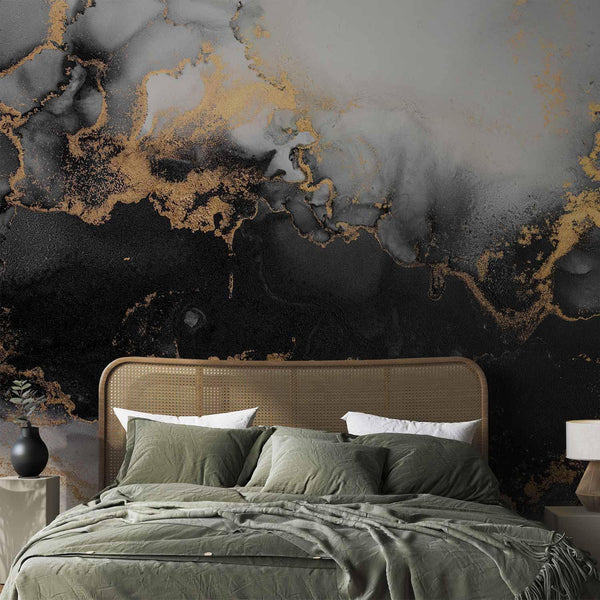 Carta da parati - Gold Explosions - an Abstract Pattern Inspired by Marble