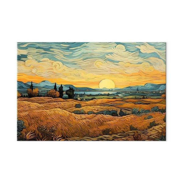 Quadro XXL - Impressionistic fields - painted golden landscape with fields of grain