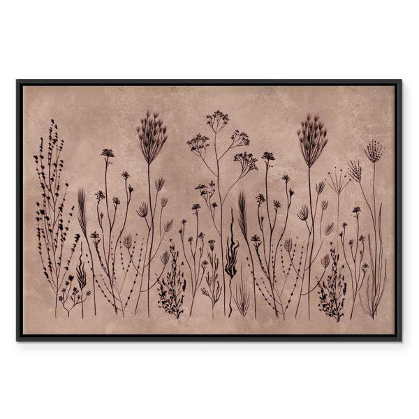Quadro - Wildflowers – black plants on lime-wash background