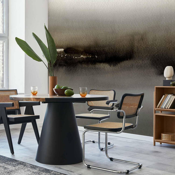 Carta da parati - Diuna - abstract modern painting in grey with black pattern