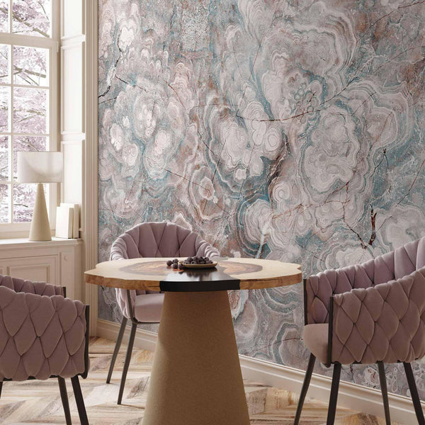 Carta da parati - Marble Flowers - Natural Stone Structures in Pastel Colours