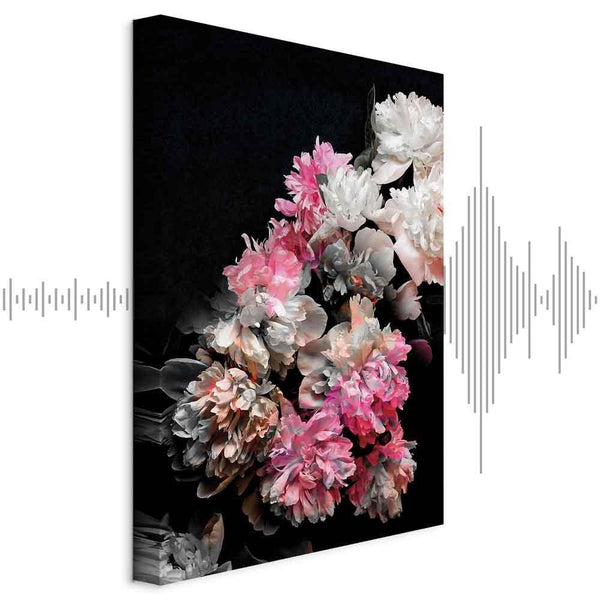 Quadro - Peony Charm (1-part) - Colorful Bouquet on Black Background