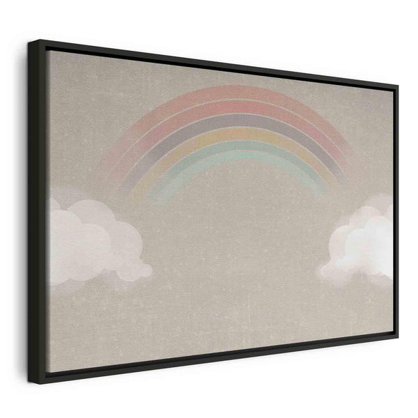 Quadro - Rainy June - Colorful Rainbow Emerging from Clouds on a Bright Background