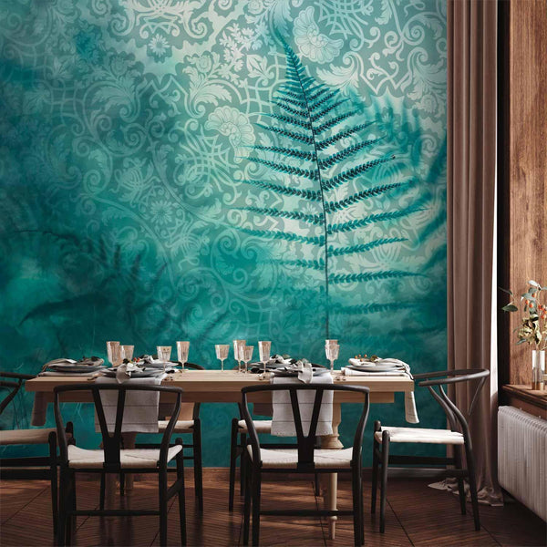 Carta da parati - In a forest retreat - abstract composition with ferns and patterns