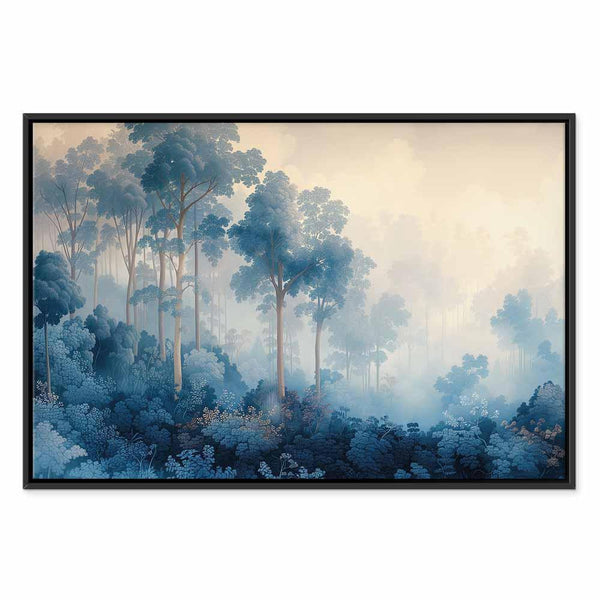 Quadro - Landscape with Trees in Illustrative Style Fairy-Tale Blue Forest