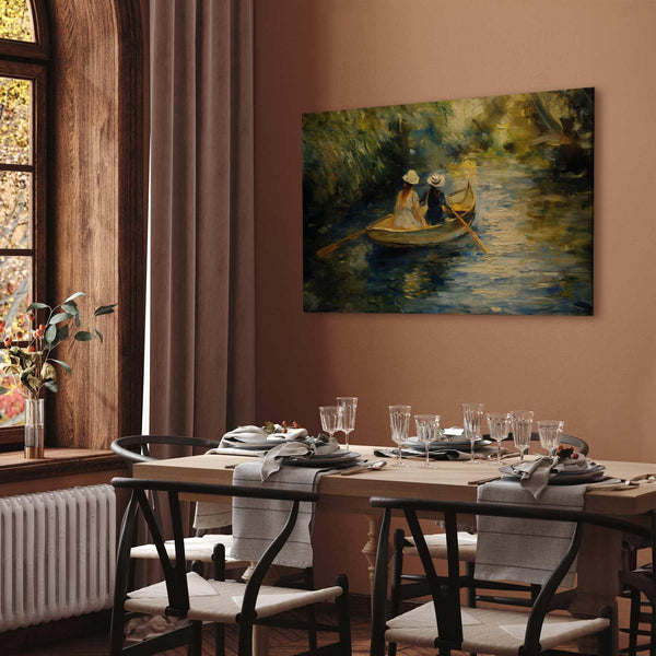 Quadro - Boat crossing - painting of two women sailing a boat on a river