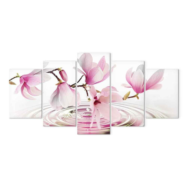 Quadro - Magnolias over Water (5 Parts) Wide Pink