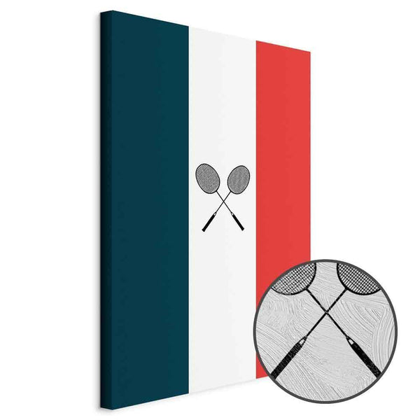 Quadro - Black Badminton Rackets Against the Backdrop of the French Flag