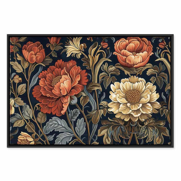 Quadro - Tapestry Large Flowers Retro Floral Motif in Kilim Style
