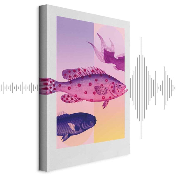 Quadro - Fish in Pastels - Stylized Fish Against Gradient Shapes