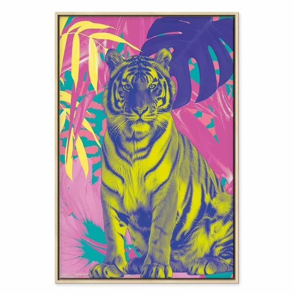 Quadro - Colorful Tiger - Intense Colors of a Tiger Surrounded by Tropical Plants