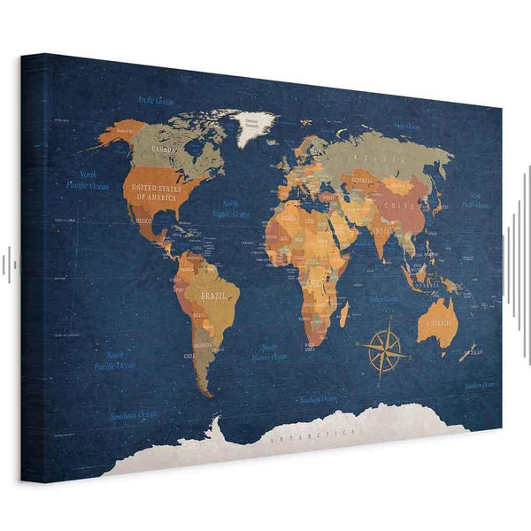 Quadro - World Map: Ink Oceans