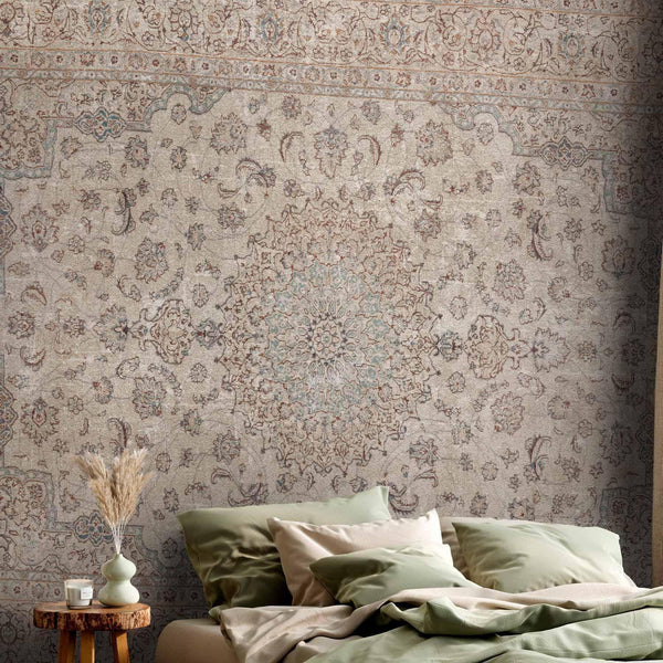 Carta da parati - Sand carpet - worn Persian carpet with rich decorative motifs