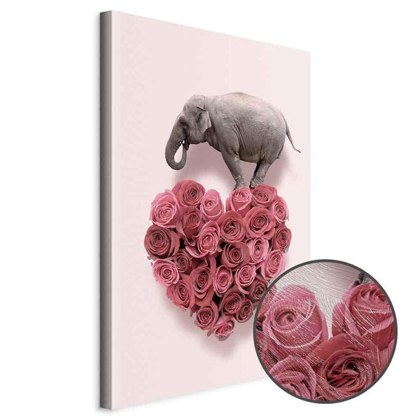 Quadro - Elephant Lover (1-part) - Elephant Amid Pink Flowers