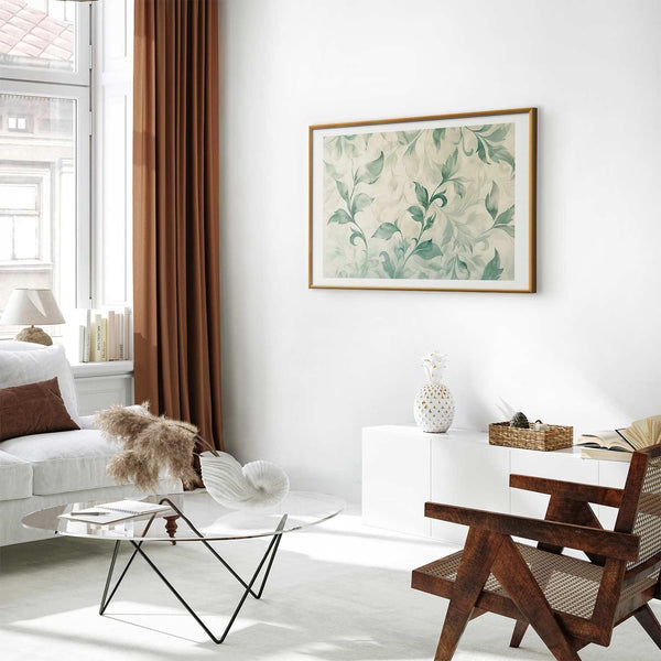 Poster - Watercolor Green-Beige Leaves