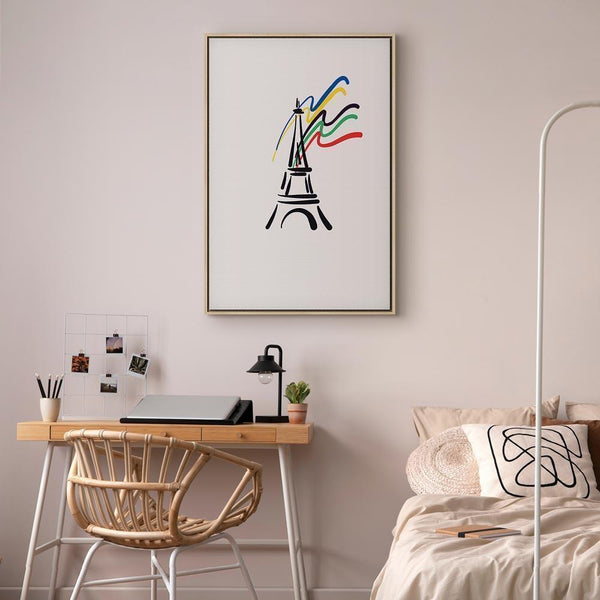Quadro - Eiffel Tower and Colorful Ribbons