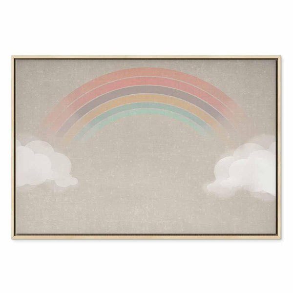 Quadro - Rainy June - Colorful Rainbow Emerging from Clouds on a Bright Background