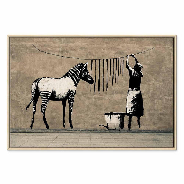 Quadro - Banksy: Washing Zebra on Concrete (1 Part) Wide
