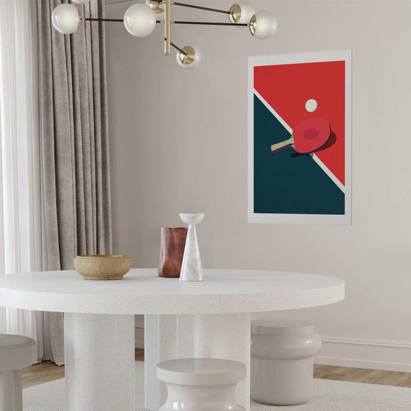 Poster - Table Tennis - Ball and Racket on a Table