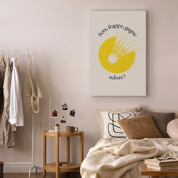 Quadro - Badminton Shuttlecock on a Yellow Circle Background