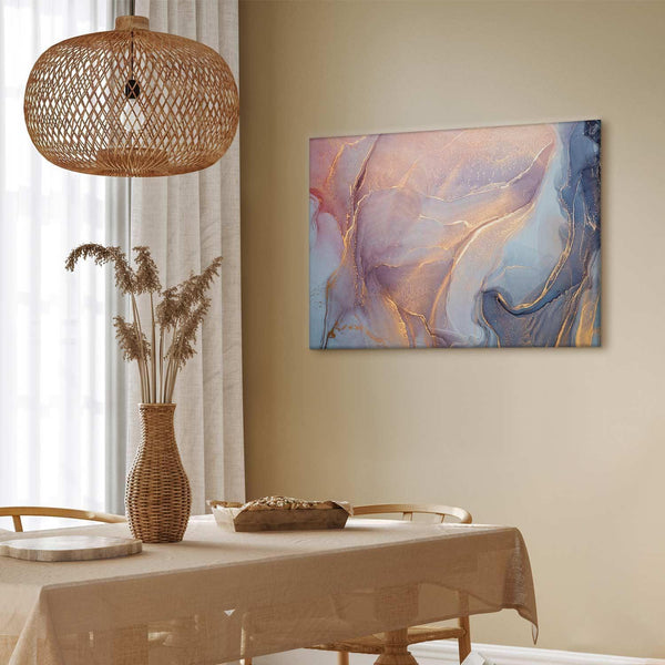 Quadro - Pink and blue marble - abstract watercolour with gold accents