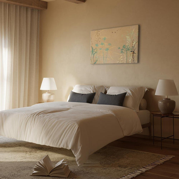 Quadro - Tiny Bird - Colorful Grasses in Golden Shades of Sunset