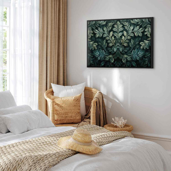 Quadro - Dark Green Victorian Leaves: Botanical Carved Composition