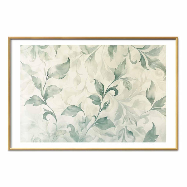 Poster - Watercolor Green-Beige Leaves