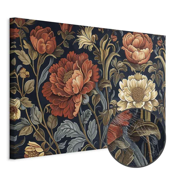 Quadro - Tapestry Large Flowers Retro Floral Motif in Kilim Style
