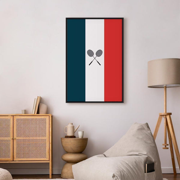 Quadro - Black Badminton Rackets Against the Backdrop of the French Flag