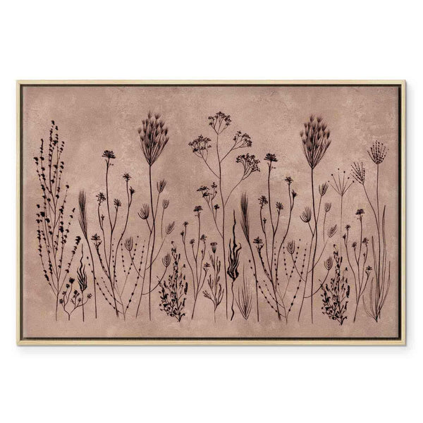 Quadro - Wildflowers – black plants on lime-wash background