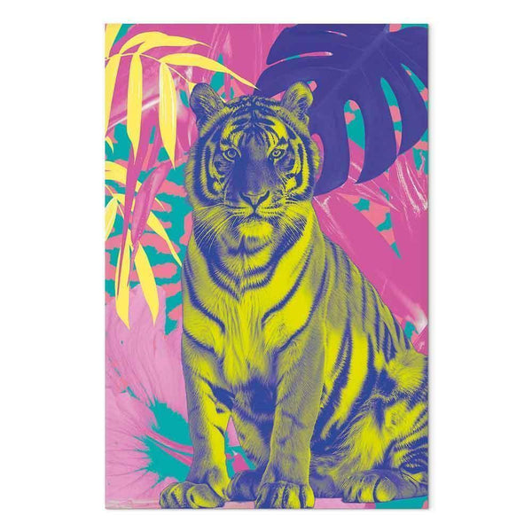 Quadro - Colorful Tiger - Intense Colors of a Tiger Surrounded by Tropical Plants