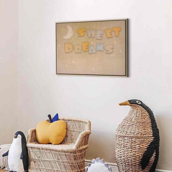 Quadro - Sweet Dreams - Pastel Inscription Surrounded by the Moon and Stars