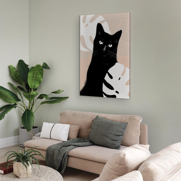 Quadro - Cat in Monsteras (1 Part) Vertical