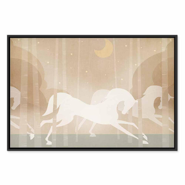 Quadro - Moon Horses - Horses Galloping Among Trees on a Starry Night
