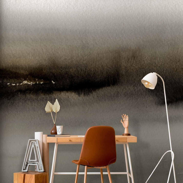 Carta da parati - Diuna - abstract modern painting in grey with black pattern