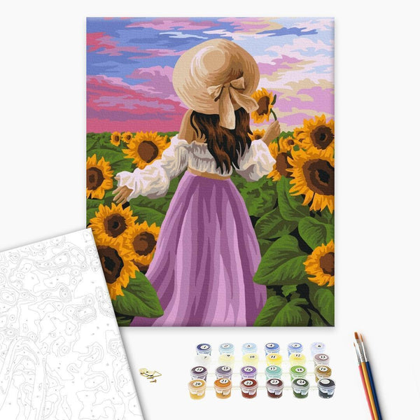 Quadro fai da te - Girl among sunflowers