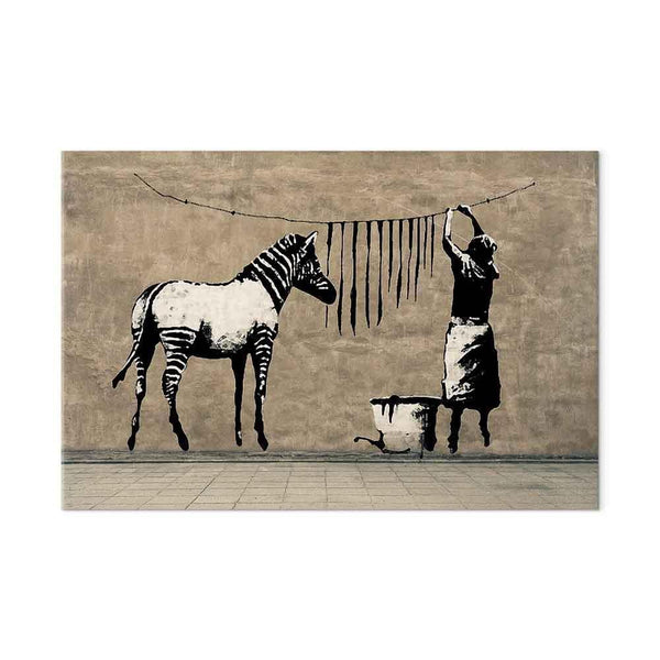 Quadro - Banksy: Washing Zebra on Concrete (1 Part) Wide