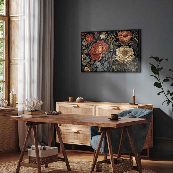 Quadro - Tapestry Large Flowers Retro Floral Motif in Kilim Style