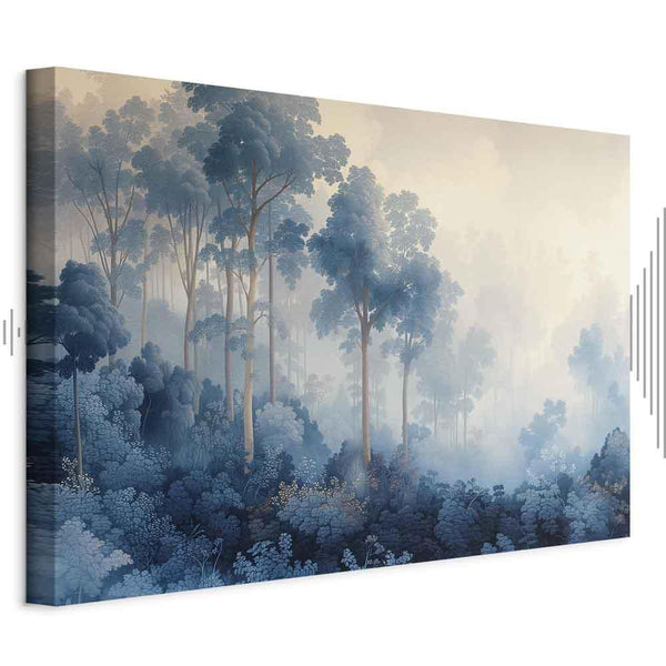Quadro - Landscape with Trees in Illustrative Style Fairy-Tale Blue Forest