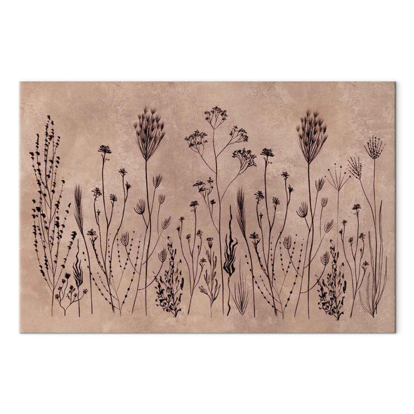 Quadro - Wildflowers – black plants on lime-wash background