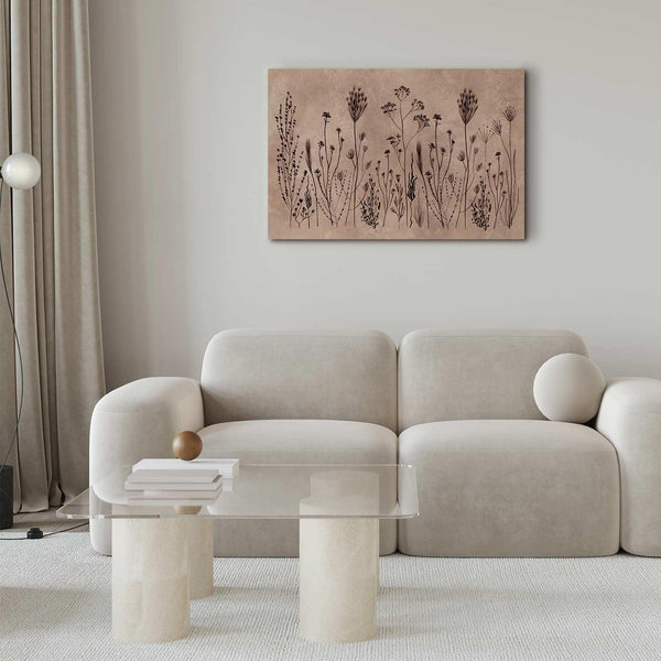 Quadro - Wildflowers – black plants on lime-wash background