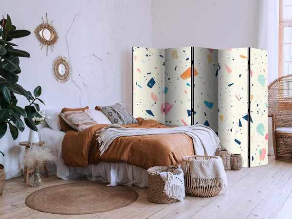 Paravento - Terrazzo with Multicolored - Large Elements - Cheerful Pattern on a Light Background