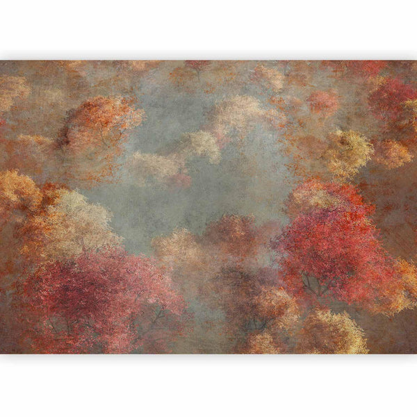Carta da parati - Nature in autumn - landscape of autumn trees in painted retro style