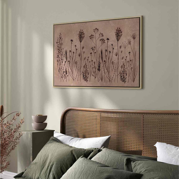 Quadro - Wildflowers – black plants on lime-wash background