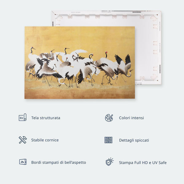 Quadro XXL - Herons and cherry blossoms - oriental-style illustration depicting birds