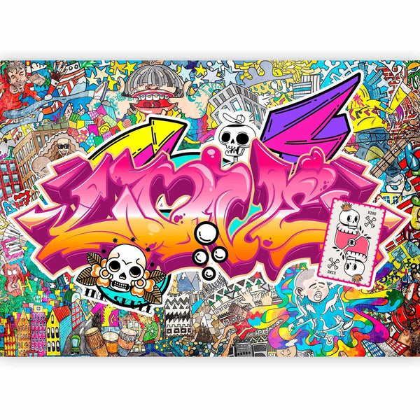 Carta da parati - Street art - abstract urban colour graffiti mural with lettering