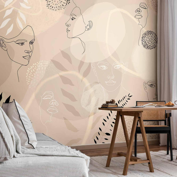 Carta da parati - Beige Line Art