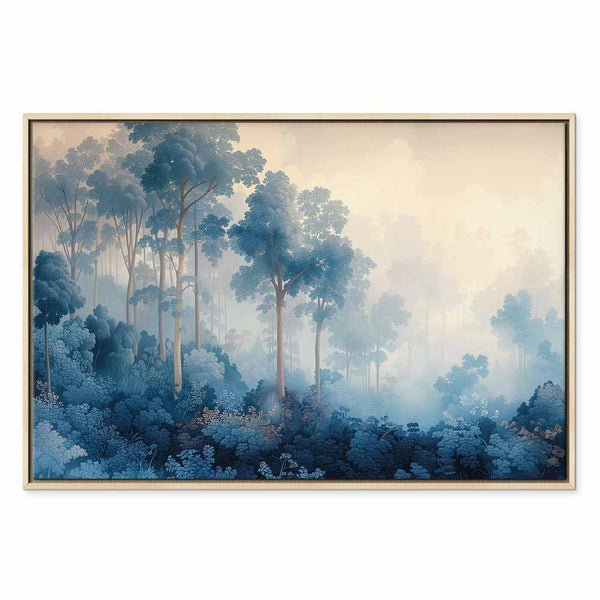 Quadro - Landscape with Trees in Illustrative Style Fairy-Tale Blue Forest